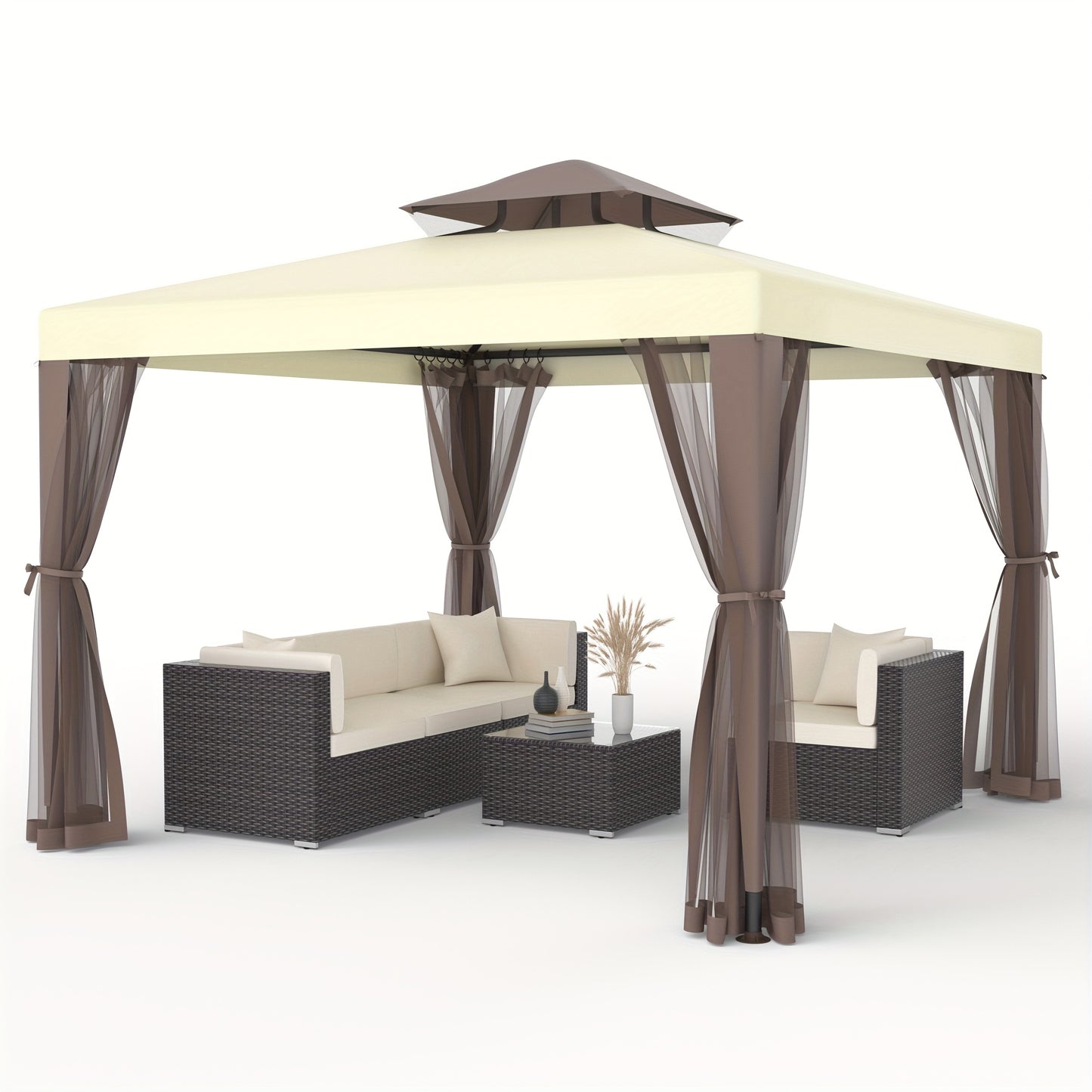 Gazebo Tent 10x10 FT Mosquito Netting Quick Setup Outdoor Canopy