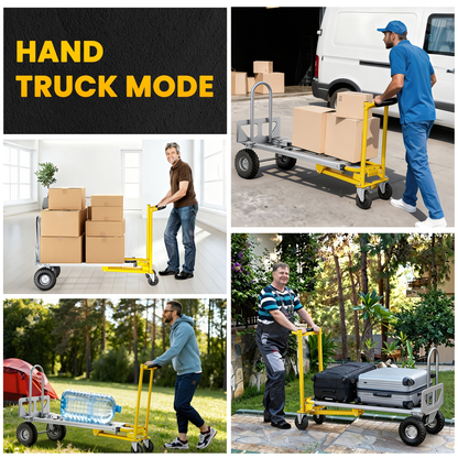 Heavy Duty Hand Truck 3-in-1 Aluminum Convertible Dolly, 800-1000LB Industrial Utility Trolley with Folding Design for Moving, Transport, Warehouse & Office