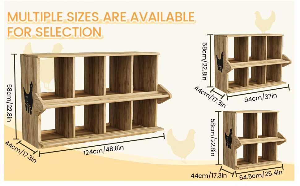 Chicken Nesting Box 6 Compartment Wooden Hen House with Perches - Floor Stand & Wall Mount Options, Durable Poultry Nesting Box for Small & Medium Chickens