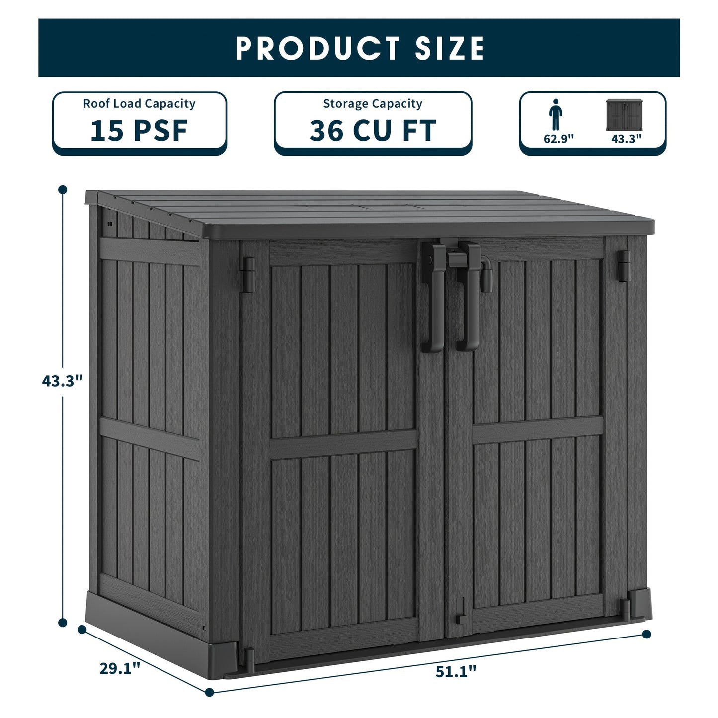 Large Storage Shed 36 Cu Ft – Weather-Resistant Resin Outdoor