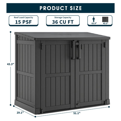 Large Storage Shed 36 Cu Ft – Weather-Resistant Resin Outdoor