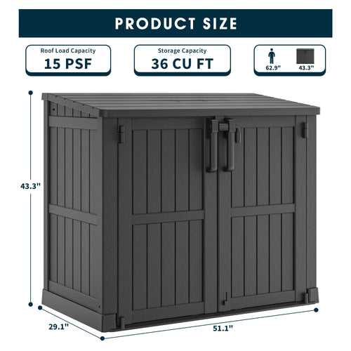 Large Storage Shed 36 Cu Ft – Weather-Resistant Resin Outdoor