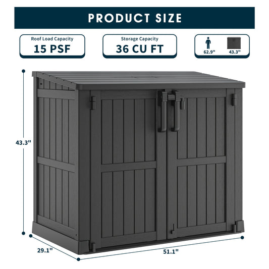 Large Storage Shed 36 Cu Ft – Weather-Resistant Resin Outdoor
