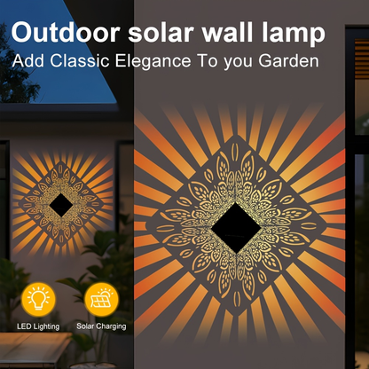 Solar Fence Lights Outdoor - IP65 Waterproof Metal Step Wall Light for Garden Pillar Patio Courtyard Multicolor & Warm LED Decor