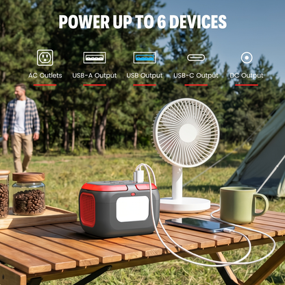 Battery Power Station 120W 97.68Wh 26400mAh Portable Backup with AC Outlet USB-C QC USB-A DC for Camping RV Travel Emergency Home Blackout Outdoor