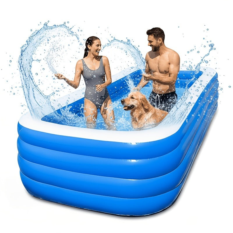 Inflatable Swimming Pool for Family Extra Large 120 Inch 4-Layer Thickened Outdoor Backyard Pool Quick Inflation Durable Kids Adults Summer Party