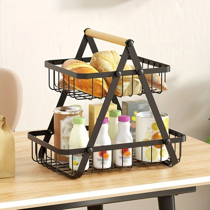 Fruit Basket Countertop 2-Tier Wire Organizer | Kitchen Storage Rack for Fruits Vegetables Bread