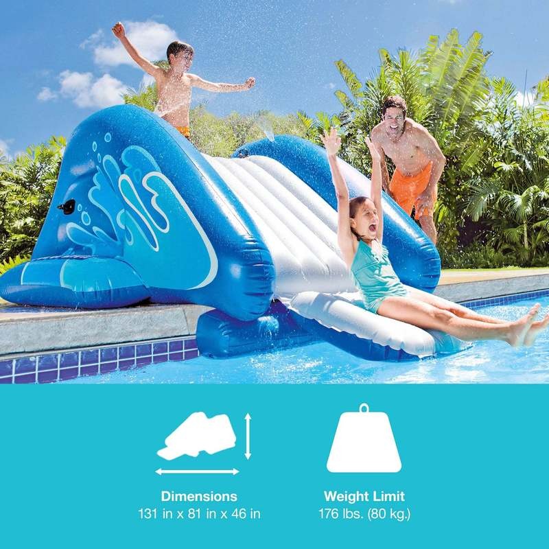 Inflatable Pool Water Slide for Kids | Backyard Water Slide with Built-in Sprinklers, Climbing Handles & Soft Landing Pad for Above-Ground Pools