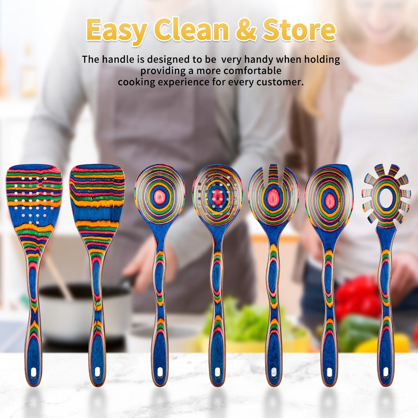 Pakkawood Kitchen Utensil Set 7 PCS – Spurtle & Spatula
