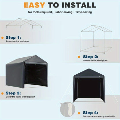 Outdoor Storage Shed Carport Canopy Portable Shelter PE Tarpaulin