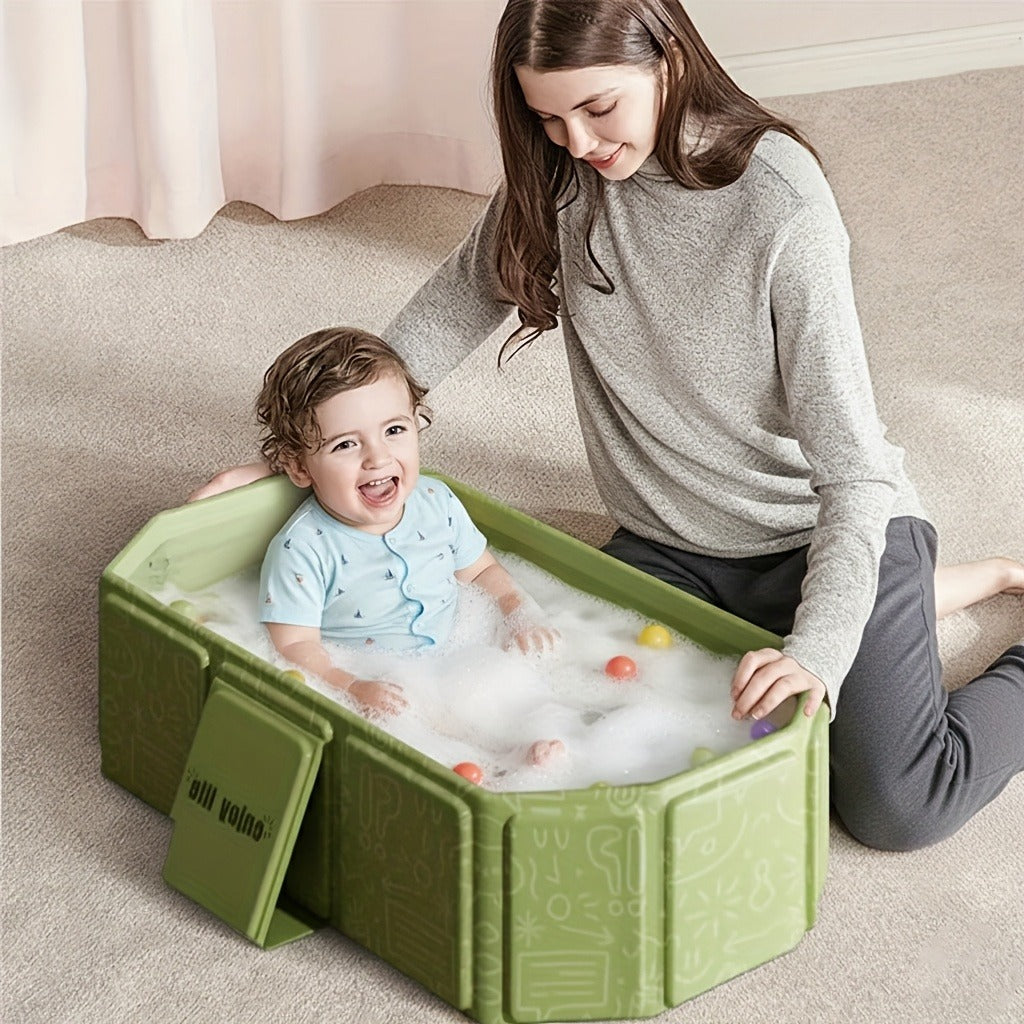 Foldable Baby Bathtub Portable Newborn Infant Tub with Drain Hole, Anti-Slip Base & Durable Multi-Functional Design for Home Travel Use, Ideal Baby Shower Gift