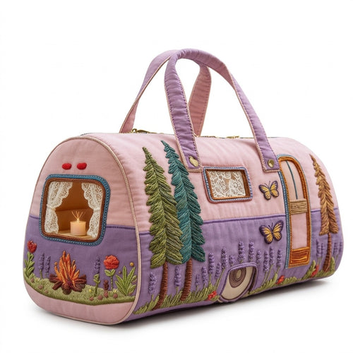 Quilted Tote Bag for Women Large Capacity Camper RV Travel Shoulder Bag Machine Washable Zipper Duffel Carryall Weekend Bag