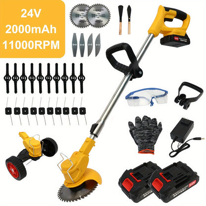 21V Cordless Lightweight Weed Trimmer & Edger. Comes with 1/2 Batteries and Charger. 3-in-1 Cordless Grass Trimmer, Edger, and Brush Cutter. Powerful and Long-Lasting. for Lawn, Yard, and Garden.
