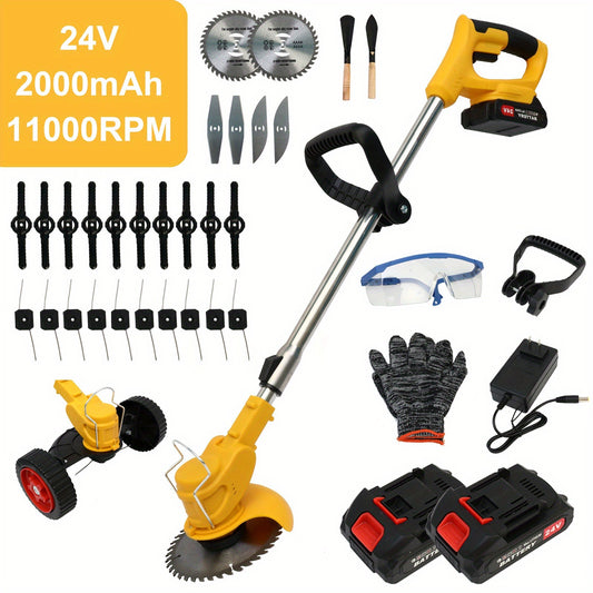 21V Cordless Lightweight Weed Trimmer & Edger. Comes with 1/2 Batteries and Charger. 3-in-1 Cordless Grass Trimmer, Edger, and Brush Cutter. Powerful and Long-Lasting. for Lawn, Yard, and Garden.
