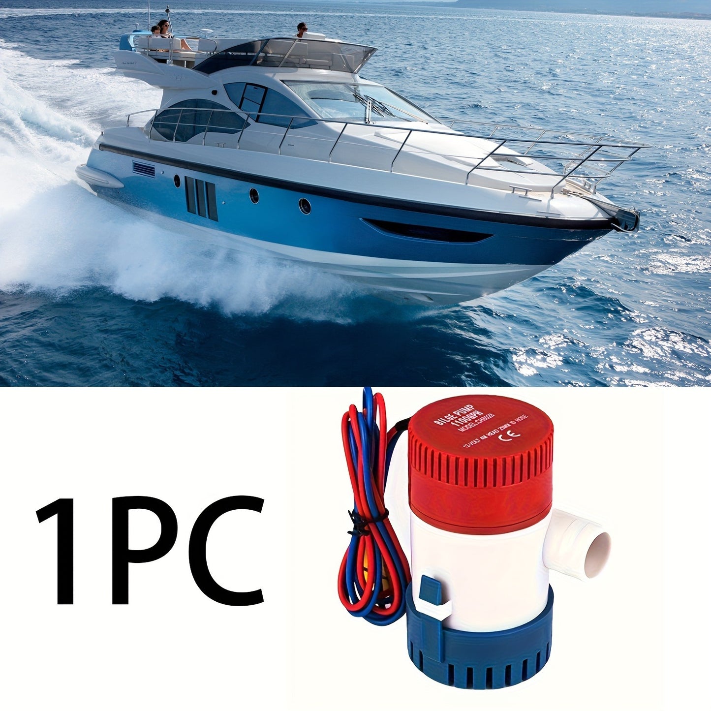 12V Bilge Pump 1100GPH Submersible DC Water Pump for Yacht Boat Aquarium Pool