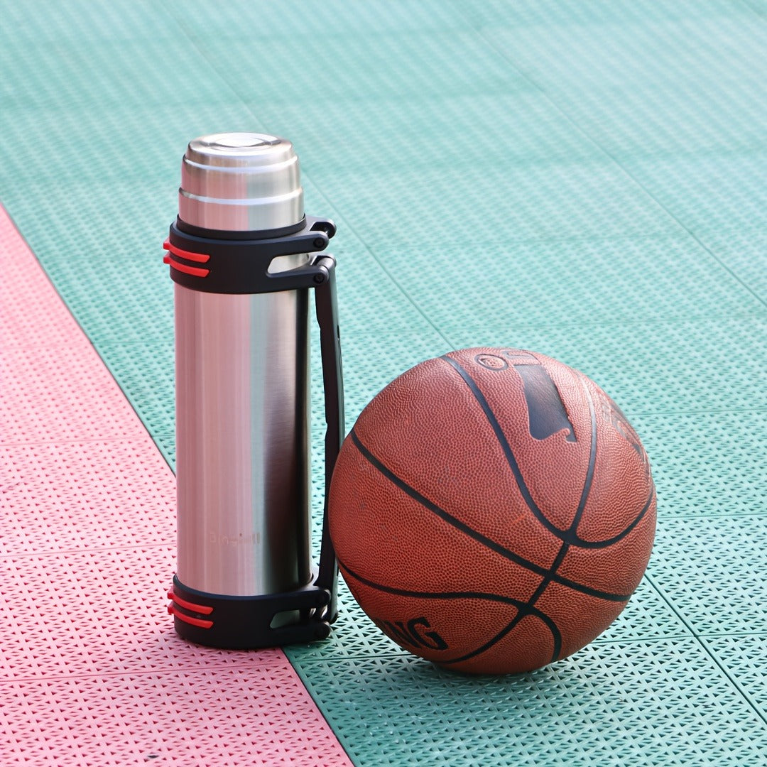 Insulated Water Bottle 2000ml 67oz Stainless Steel Vacuum Flask with Cup Handle Strap BPA Free Wide Mouth Hot Cold Drinks Camping Hiking Sports Gym Travel Gift