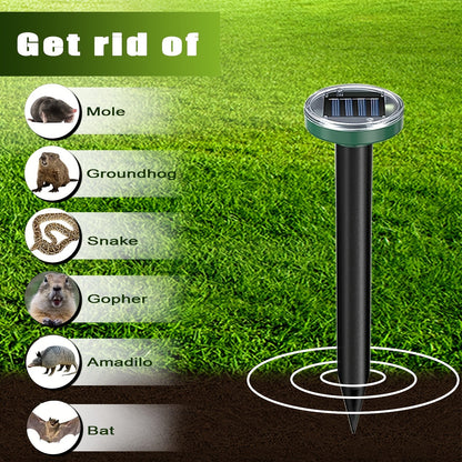 Solar Ultrasonic Pest Repeller Outdoor Waterproof Rodent Repellent Stake for Yard Garden Farm Mole Snake Skunk Dog Deterrent Device IP44 2/4/6/10 Pack