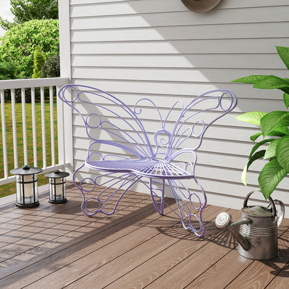 Outdoor Garden Bench 50 Inch Butterfly Design Iron Steel Frame Patio Bench for Porch Lawn Yard Easy Assembly 4 Colors Available
