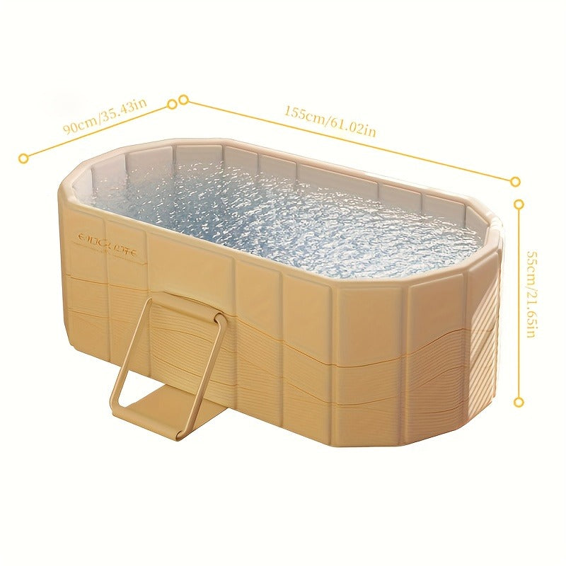Foldable Portable Hot Tub & Ice Bath Soaking Tub | Large Freestanding Bathtub, Dual Drainage, Home & Outdoor Cold Plunge Tub