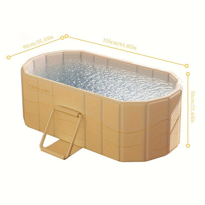 Foldable Portable Hot Tub & Ice Bath Soaking Tub | Large Freestanding Bathtub, Dual Drainage, Home & Outdoor Cold Plunge Tub