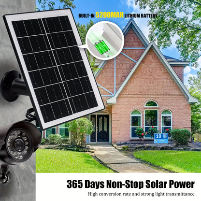 Solar Panel 5W Monocrystalline with Built-In 5200mAh Battery - 3rd Gen Emergency Charger for Security Camera, Doorbell, Outdoor Lights & Low-Voltage Devices, Portable Travel Power