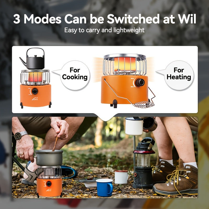 Portable Propane Heater Stove 2-in-1 Camping Gas Stove & Heater 3680-9000 BTU with Ignition, Stainless Steel, No Electricity Needed for Camping, Ice Fishing, Hunting, Hiking & Emergency Preparedness
