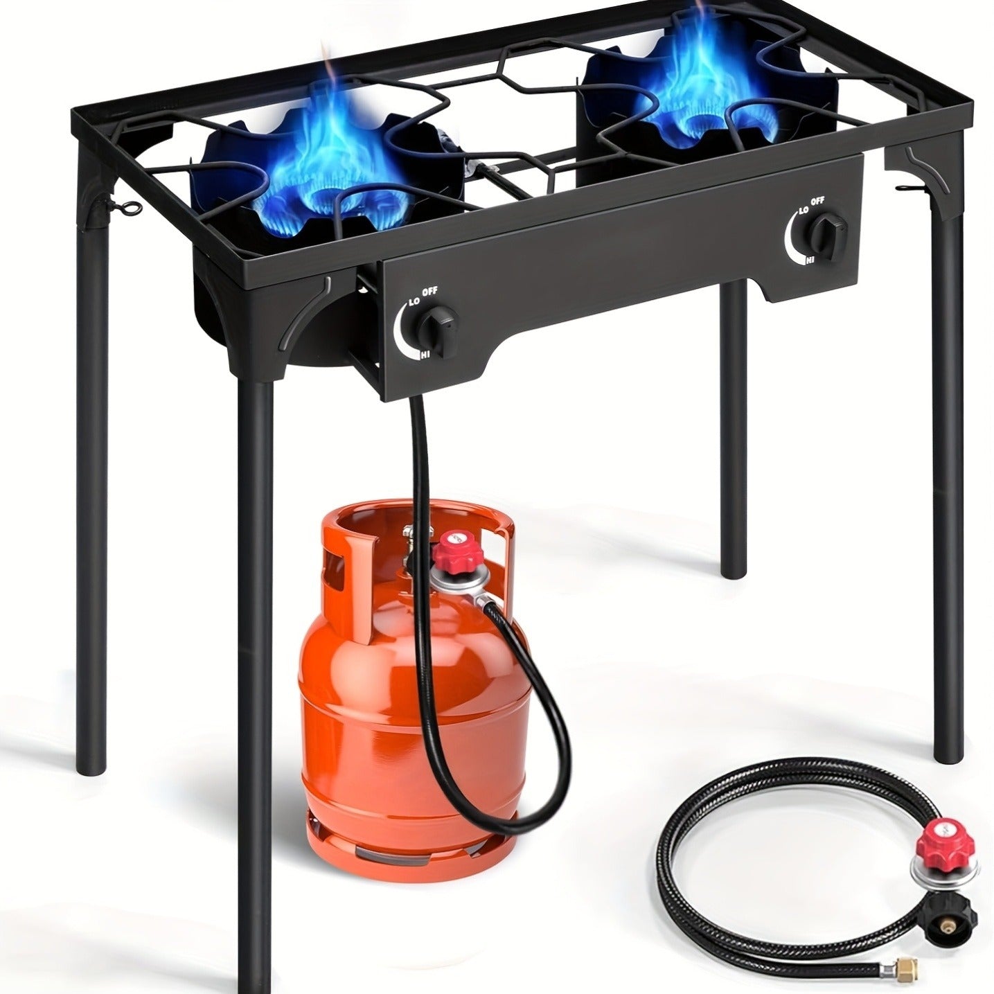 Propane Camp Stove 225000 BTU High-Pressure Burner Portable Outdoor Cooking Stove Detachable Legs Stainless Steel 1/2/3 Burner