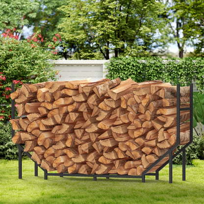 Firewood Rack Heavy Duty Adjustable — Outdoor & Indoor Log Holder with Cover, A-Frame Steel Wood Storage Stand for Fireplace, Patio, Cabin
