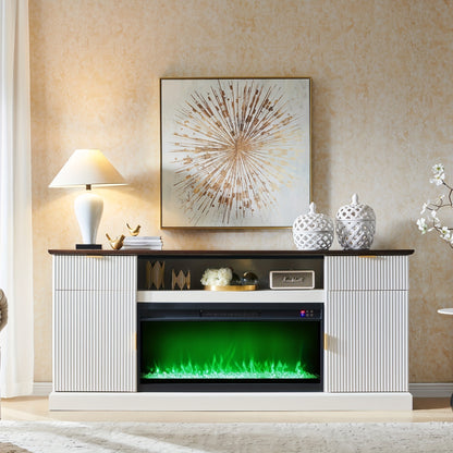 Electric Fireplace TV Stand for TVs Up to 80 Inch – 36" LED Flame Fluted Entertainment Center for Living Room with Built-In Heater