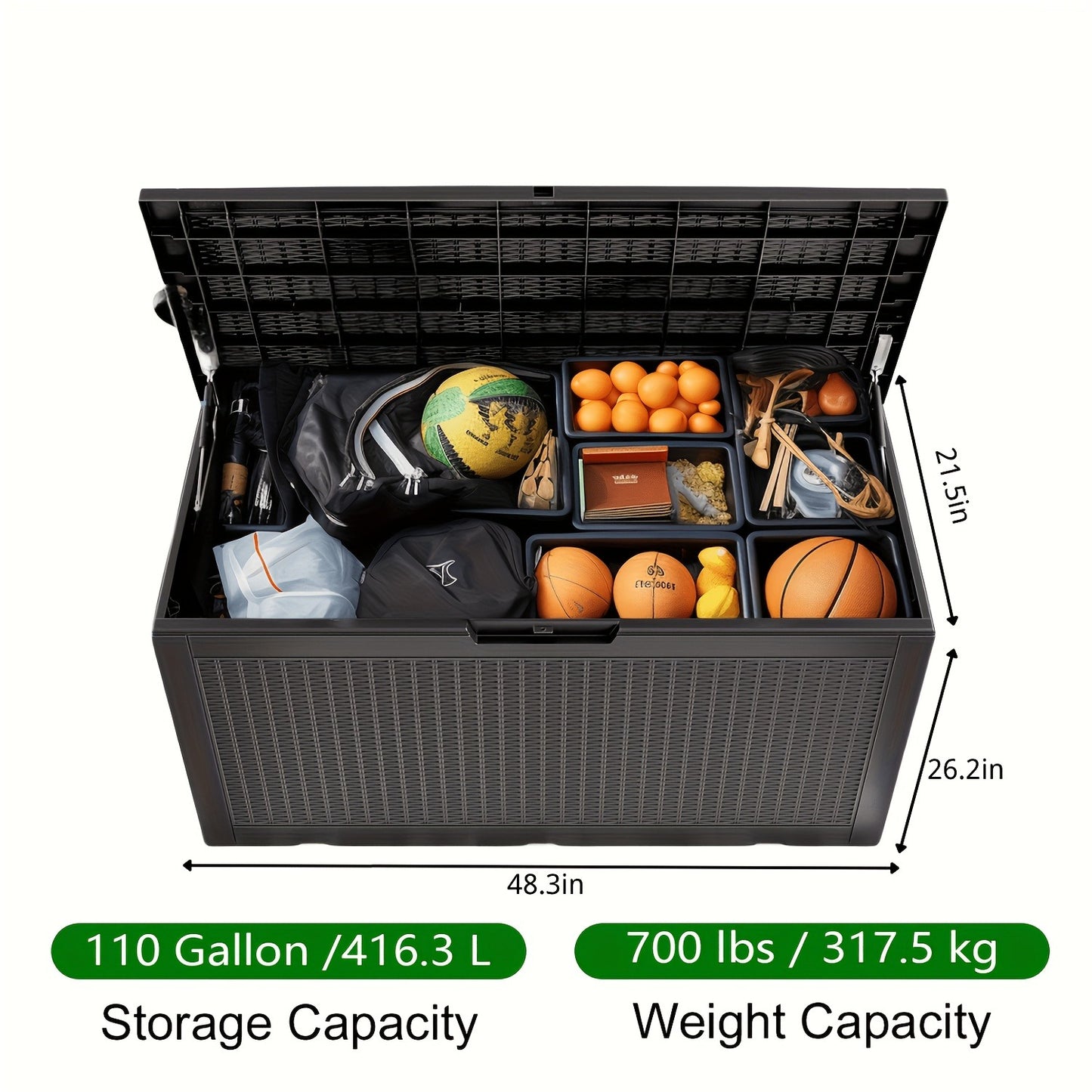 Resin Deck Box 100 Gallon Lockable Outdoor Storage – Patio & Garden