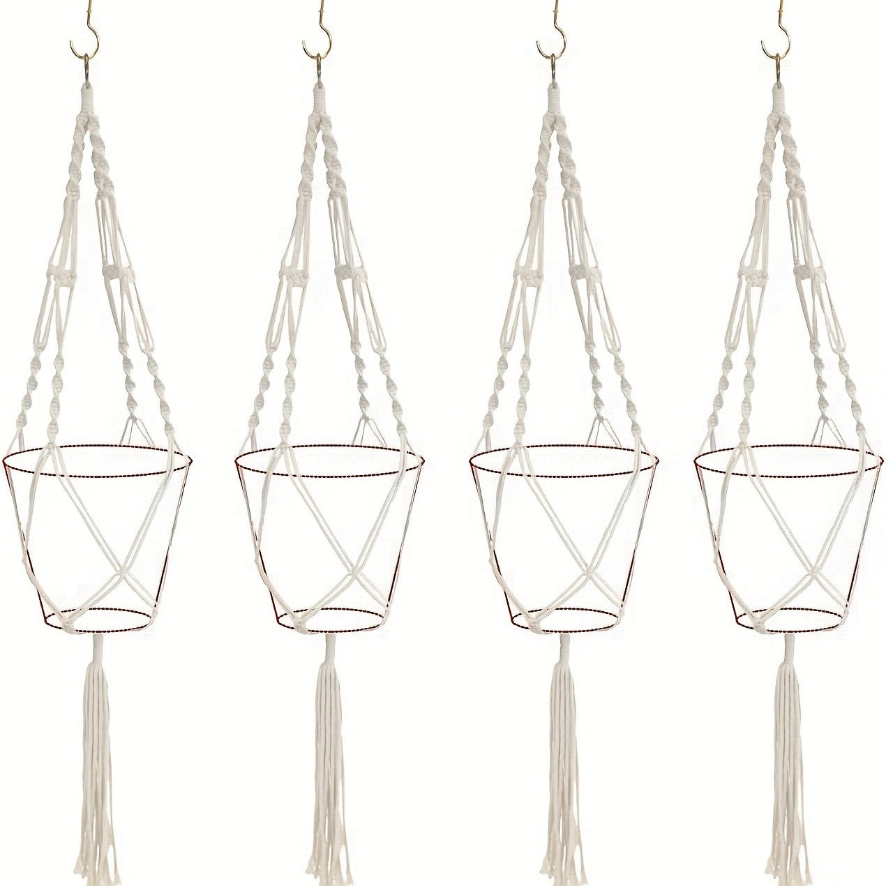 Macrame Hanging Planter Set of 4 Boho Rope Basket Plant Pot Holder for Indoor Outdoor - Decorative Hanging Organizer Net for Bedroom Living Room Garden Balcony Wall Decor