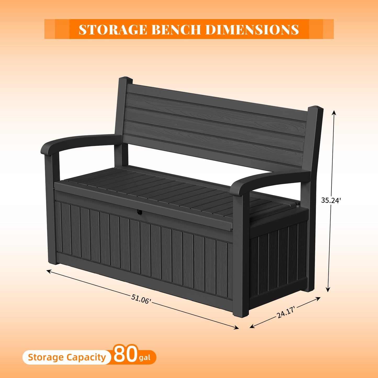 Deck Box 80 Gallon Waterproof Resin Storage Bench 500 LB Capacity