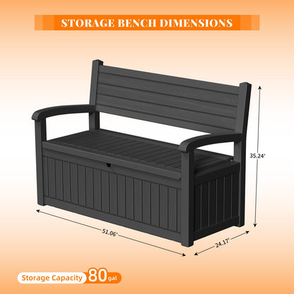 Deck Box 80 Gallon Waterproof Resin Storage Bench 500 LB Capacity
