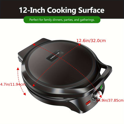 Electric Smokeless Indoor Grill 1500W, 2-in-1 Indoor Grill & Pizza Maker with 30-Min Timer, Auto Shut-Off, 180° Open Flat – BBQ Steak Veggies Quesadilla