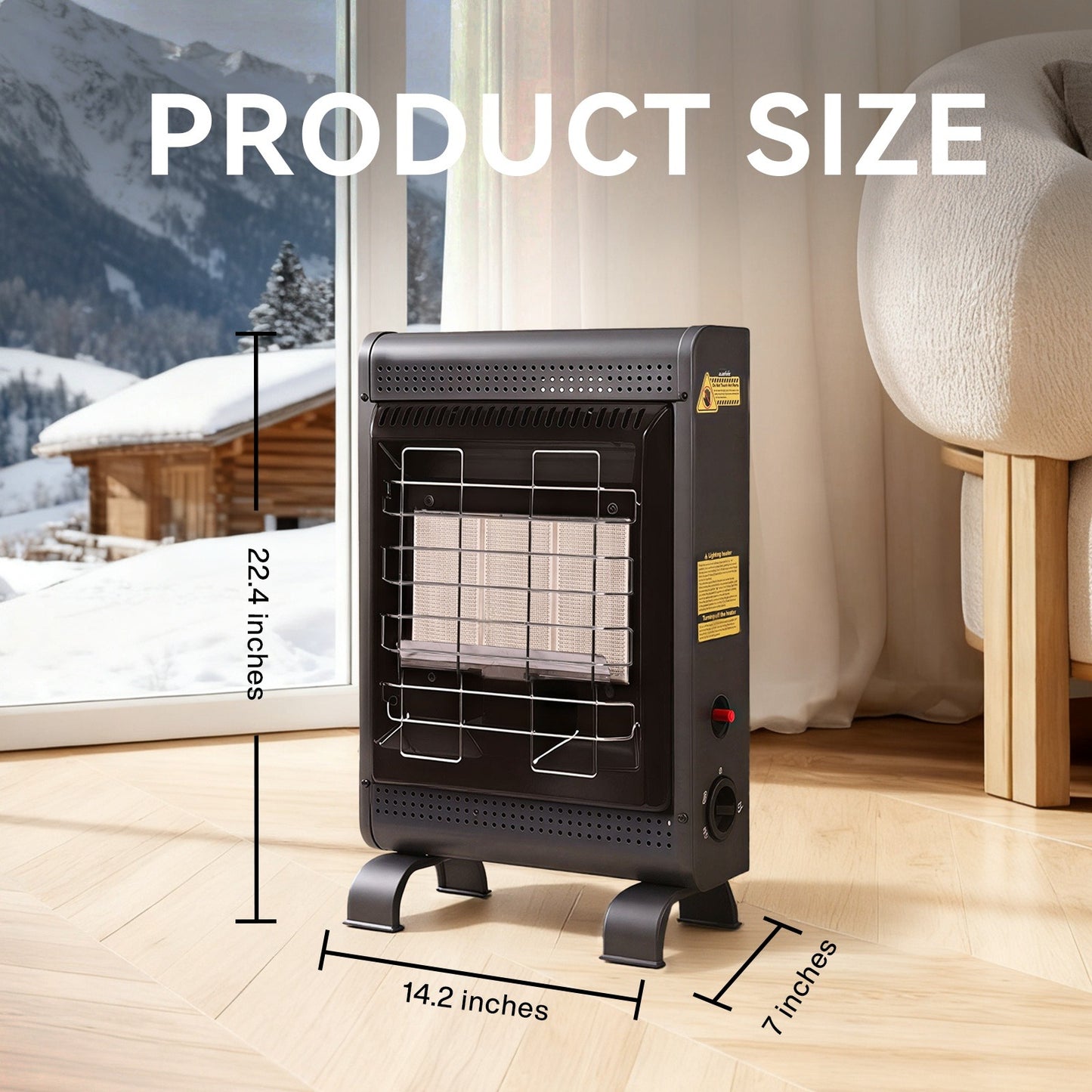Infrared Propane Heater 18,000 BTU Indoor & Outdoor, Cabinet Heater with ODS & Tip-Over Protection, 3 Heat Modes, 450 Sq Ft Coverage, 69-Hr Burn – Patio, Garage, Camping, Greenhouse
