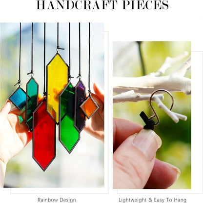 Glass Rainbow Suncatcher Hanging Ornament - Crystal Prism Window Sun Catcher for Garden, Patio & Home Decor