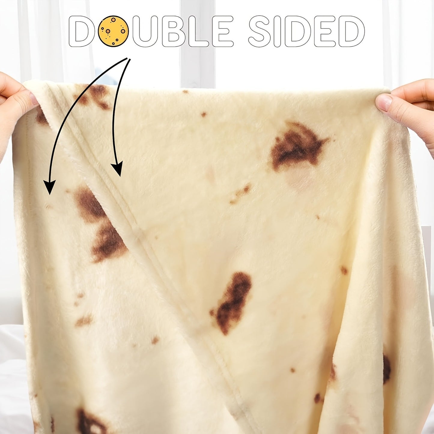 Tortilla Blanket Flannel 285GSM Soft Cozy Reversible Throw Blanket Funny Novelty Gift for Family Friends Mexican Food Burrito Round Blanket Multiple Sizes