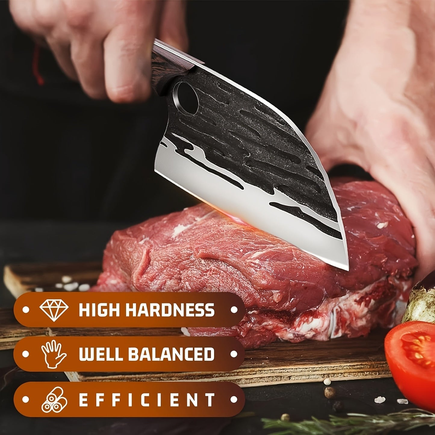 Meat Cleaver Hand Forged Serbian Chef Knife – High Carbon Steel Butcher Knife Full Tang with Leather Sheath | Razor Sharp Chopping Cleaver for Camping BBQ Outdoor Cooking Kitchen Gift