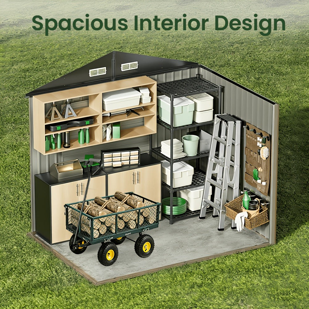 Outdoor Metal Storage Shed with Lockable Doors & Air Vent