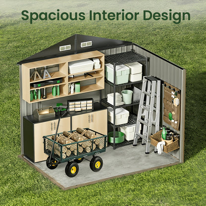Outdoor Metal Storage Shed with Lockable Doors & Air Vent