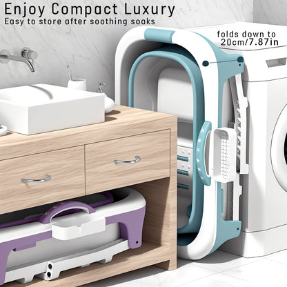 Portable Bathtub for Adults with Insulation Cover & Drainage Pipe – Foldable Hot Tub for Indoor Outdoor Sauna