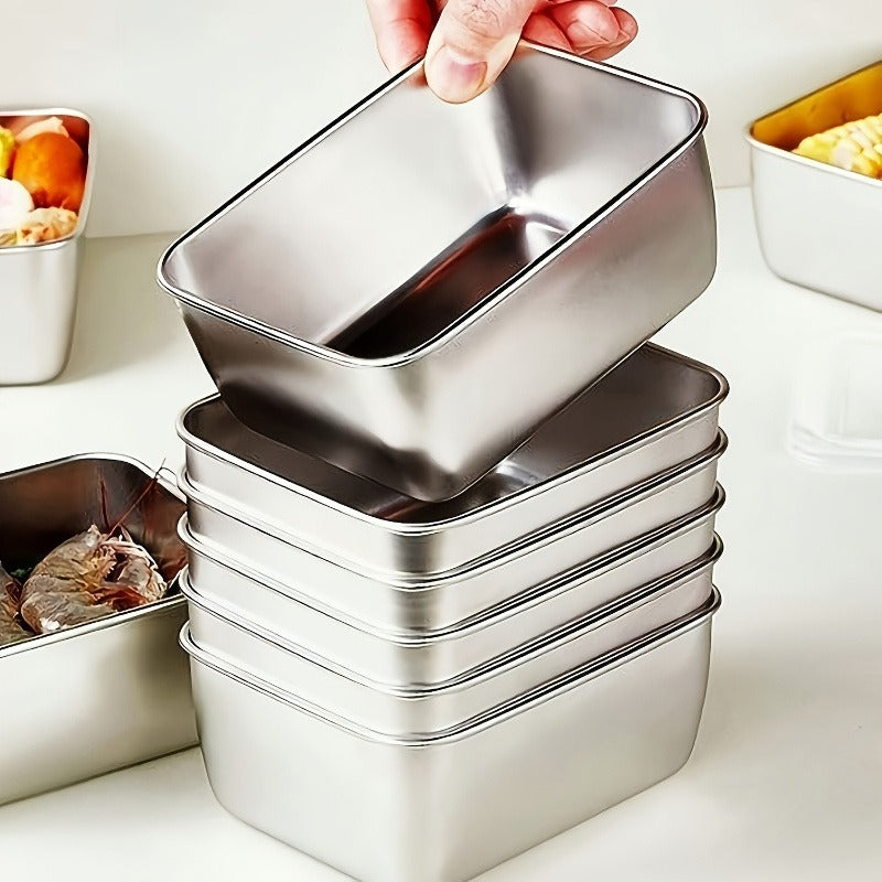 Food Storage Containers Stainless Steel Set of 6 with Lids – Leak-Proof BPA-Free Stackable Metal Meal Prep Boxes Airtight Lunch Container for Kitchen Refrigerator Camping Outdoor Picnic Organization