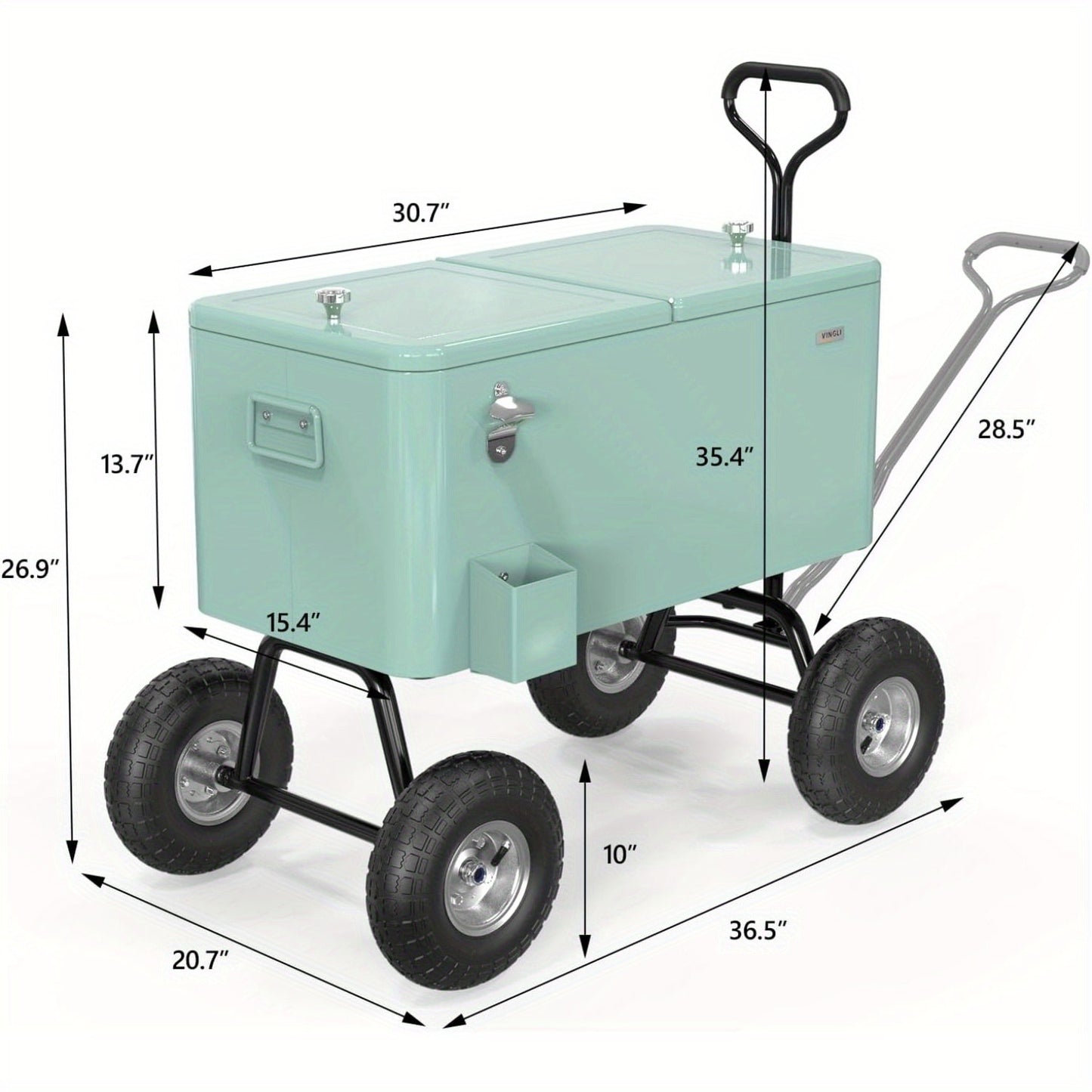 Rolling Cooler Cart 80QT Portable Wagon with 10" Wheels – Patio Beach Outdoor Drink Cooler