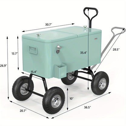 Rolling Cooler Cart 80QT Portable Wagon with 10" Wheels – Patio Beach Outdoor Drink Cooler