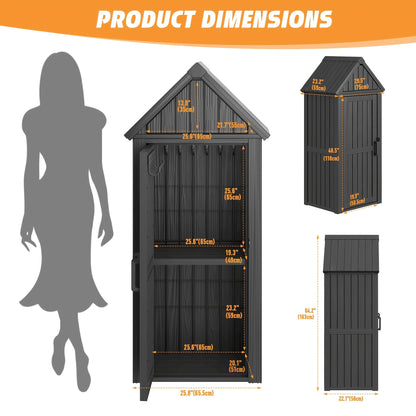 Resin Outdoor Storage Shed with Lockable Door & Sloped Roof