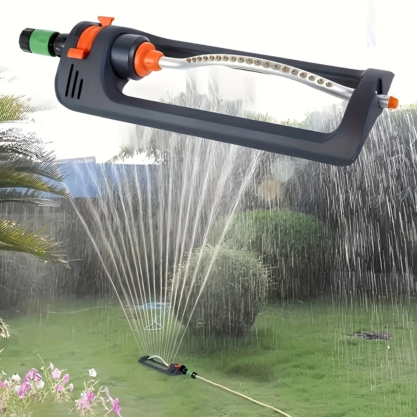 Oscillating Garden Sprinkler – 19-Hole Adjustable Swing Sprinkler with Universal Connector, No Battery Required