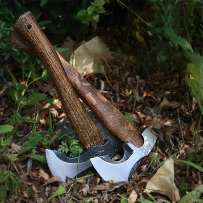 Splitting Axe Forged Carbon Steel 15.6-Inch with Handcrafted Wooden Grip, Professional Backyard Hatchet for Wood Chopping, Gardening and Camping — Single or 2-Pack