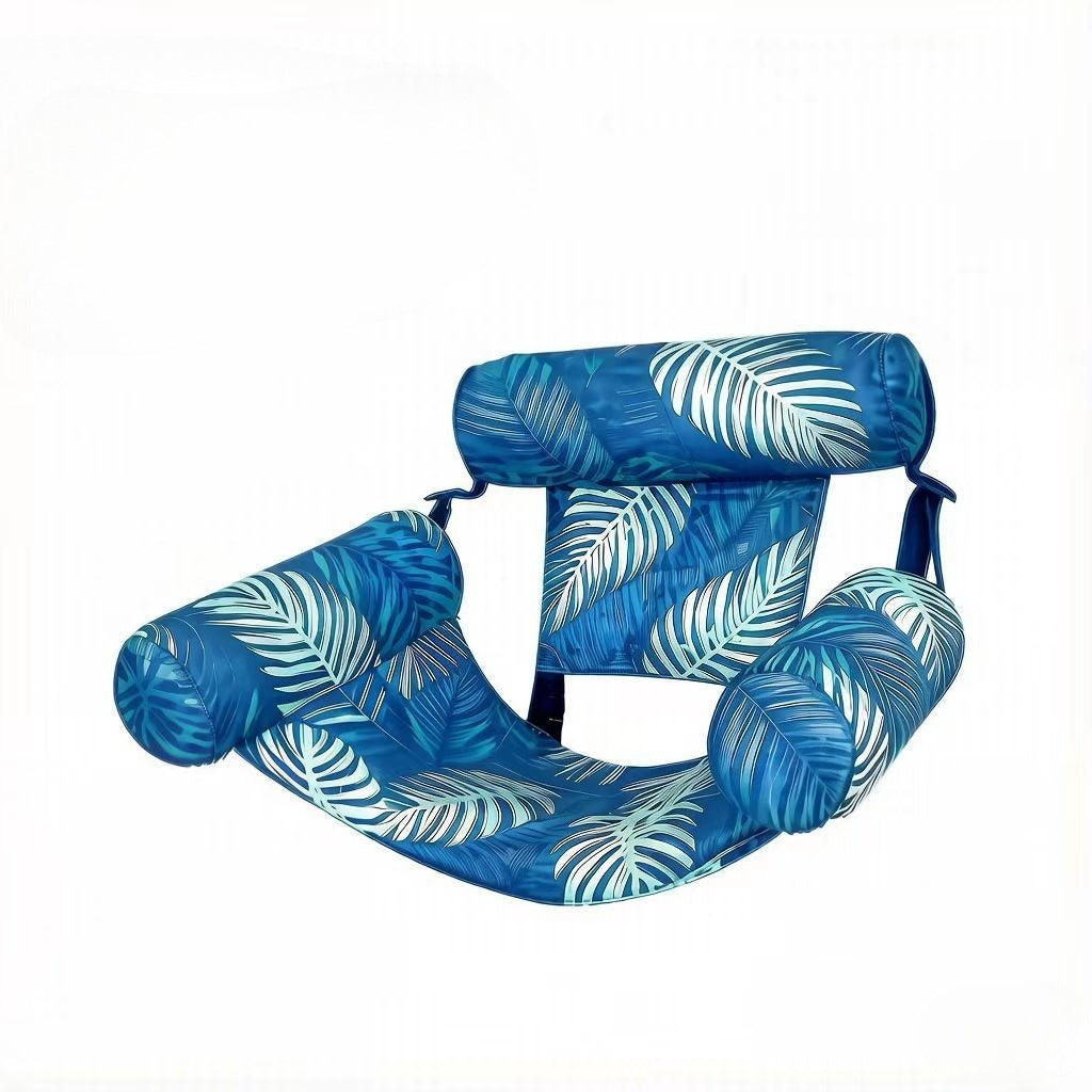 Inflatable Lounge Chair Pool Float Set of 2 – Leaf Pattern Adult Float for Pool Parties Lakes & Beaches, Portable Summer Water Lounger Blue & Green