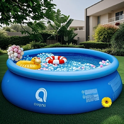 Round Inflatable Swimming Pool 10FT 12FT Circular Above Ground Family Pool Puncture-Resistant Quick Setup Outdoor Backyard Kids Adults Summer