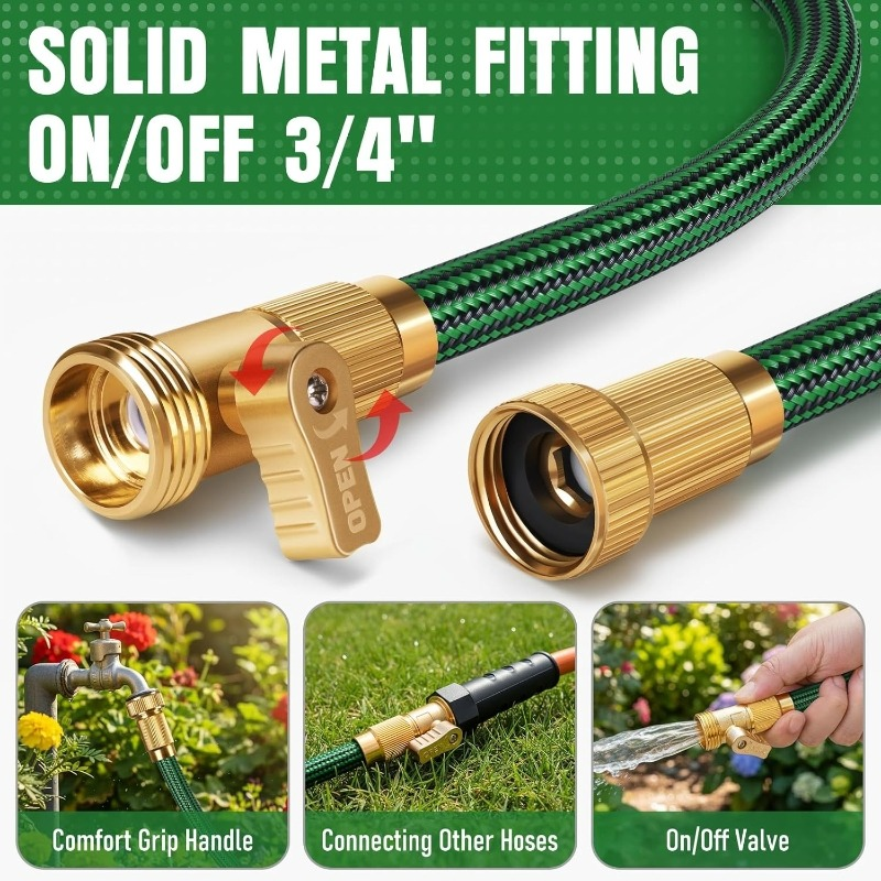 Heavy-Duty Rubber Garden Hose with 9-Function Nozzle | Non-Expandable, Kink-Resistant – 25/50/75/100FT